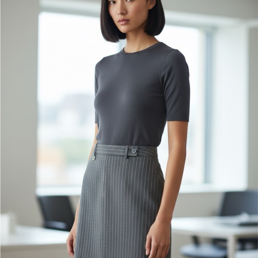 MICHAEL Michael Kors GRAY PINSTRIPE PENCIL SKIRT SIZE 8 PRISTINE COND